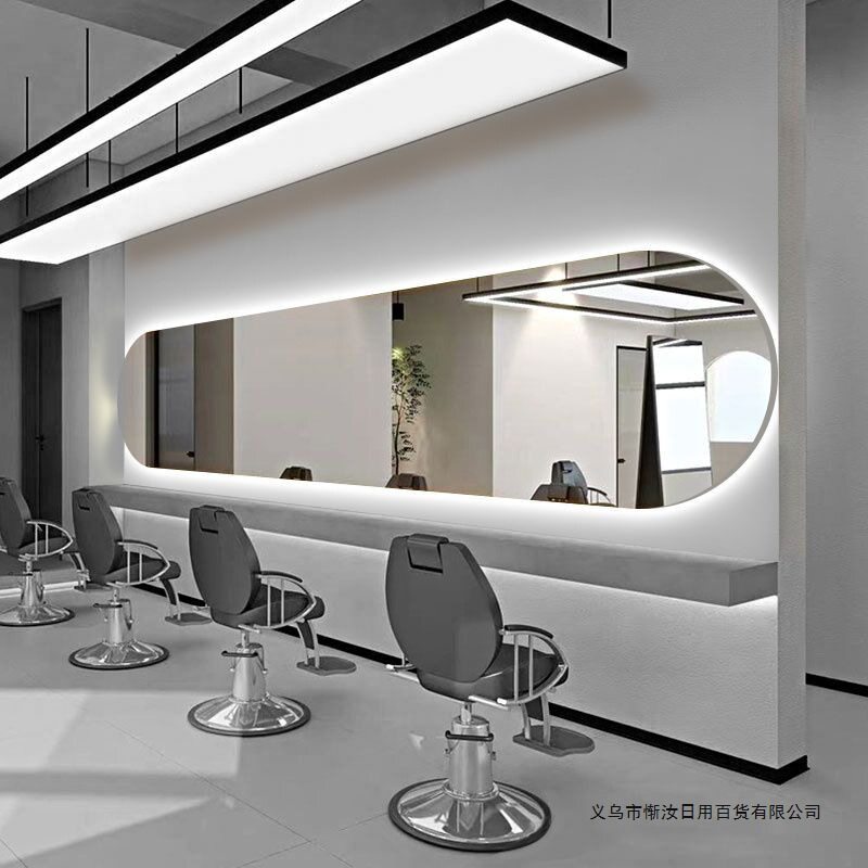 网红理发店镜子壁挂墙烫染剪发横挂带灯发廊大通镜美发店镜台