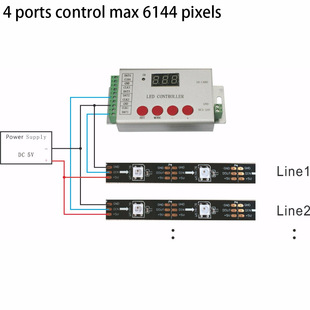 遥控LED幻彩控制器,全彩灯带控制器,led灯串控制器WS2812B控制器