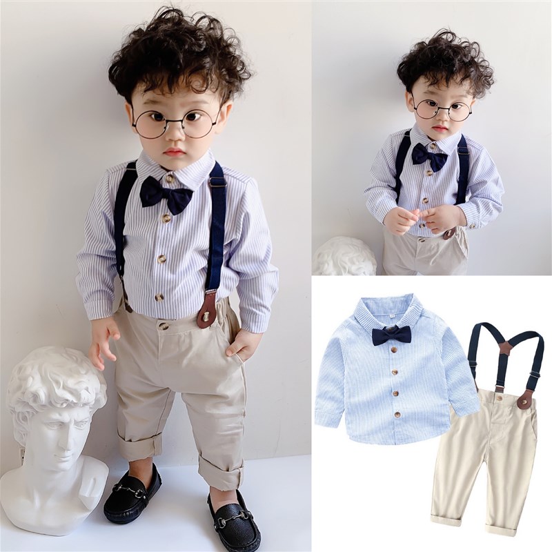 男童背带裤套装婴儿礼服宝宝春夏装1周岁生日礼R服男花童绅士西装