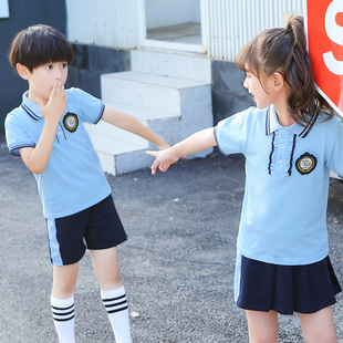 幼儿园园服春夏季 两G件套班服中小学生英伦风套 儿童运动套装 夏款