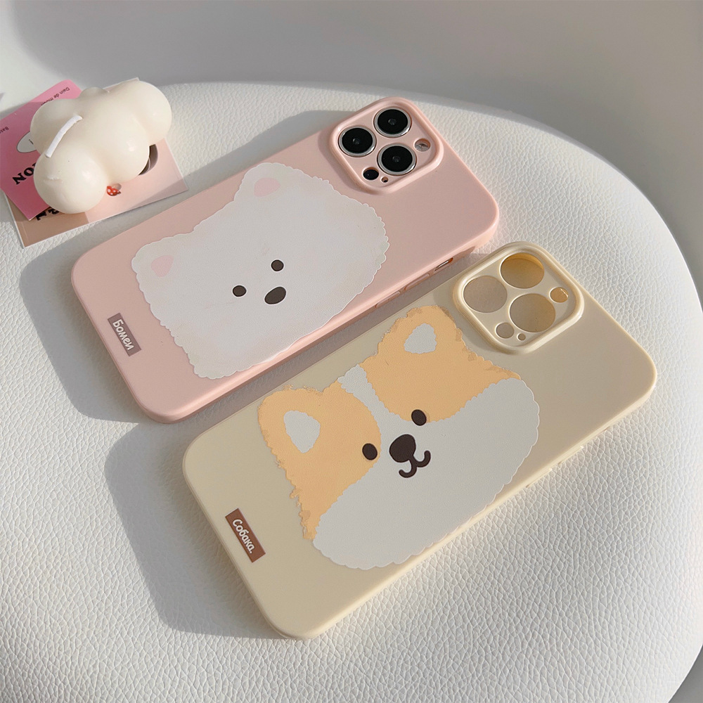 油画毛绒小狗iphone14手机壳苹果16promax趣味卡通11硅胶12适用15