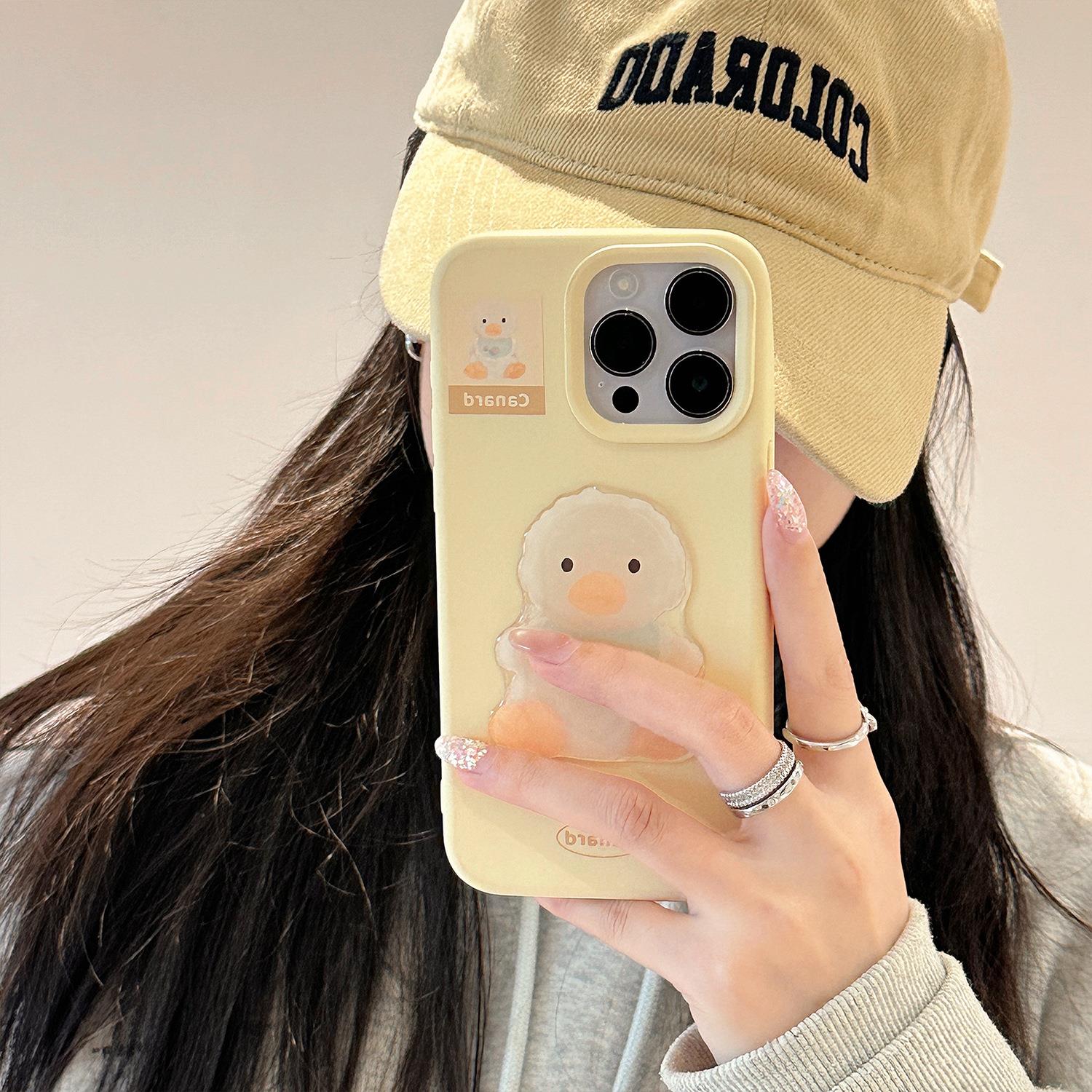 ins风立体可爱鸭子苹果16手机壳iphone15pro max适用13软萌14软套