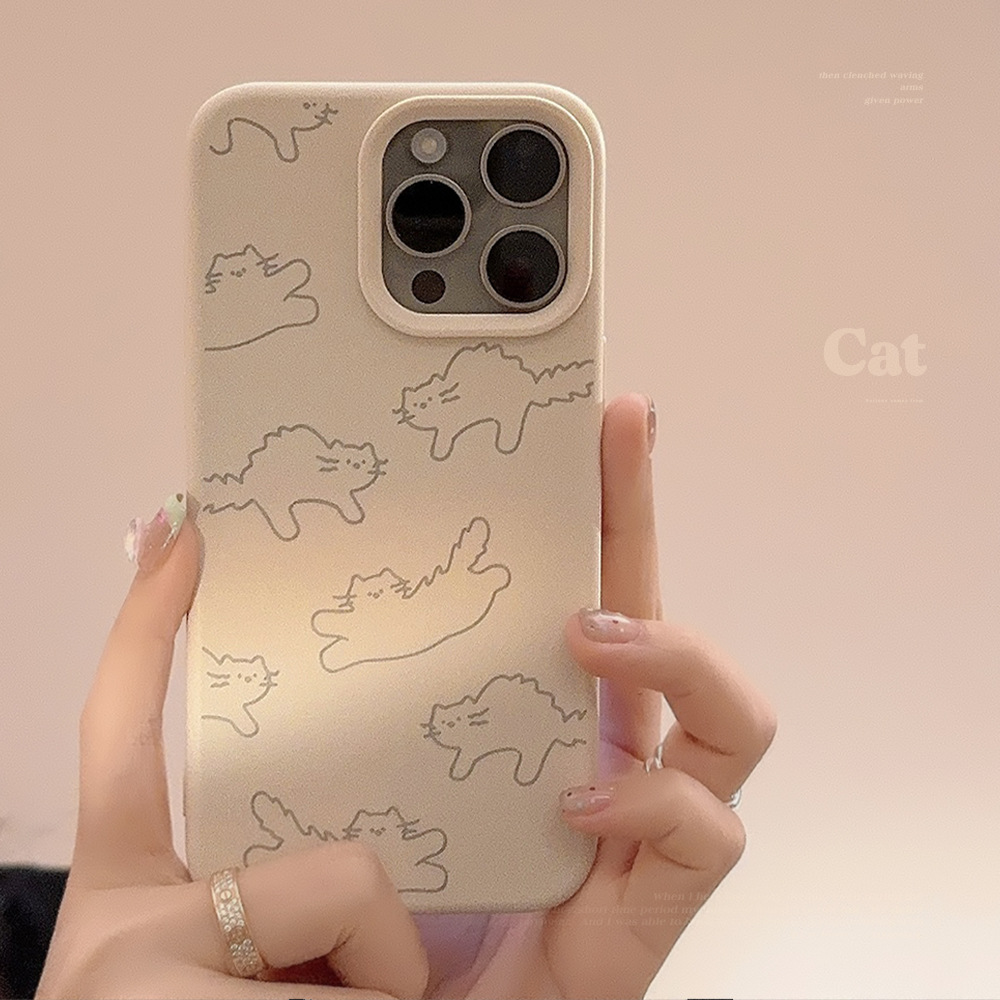 线条炸毛猫iphone16苹果手机壳14小众ins风13适用15pro max男女12