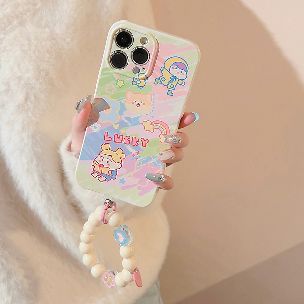 涂鸦手绘女孩iphone13promax手机壳苹果14适用16可爱15童趣挂绳13