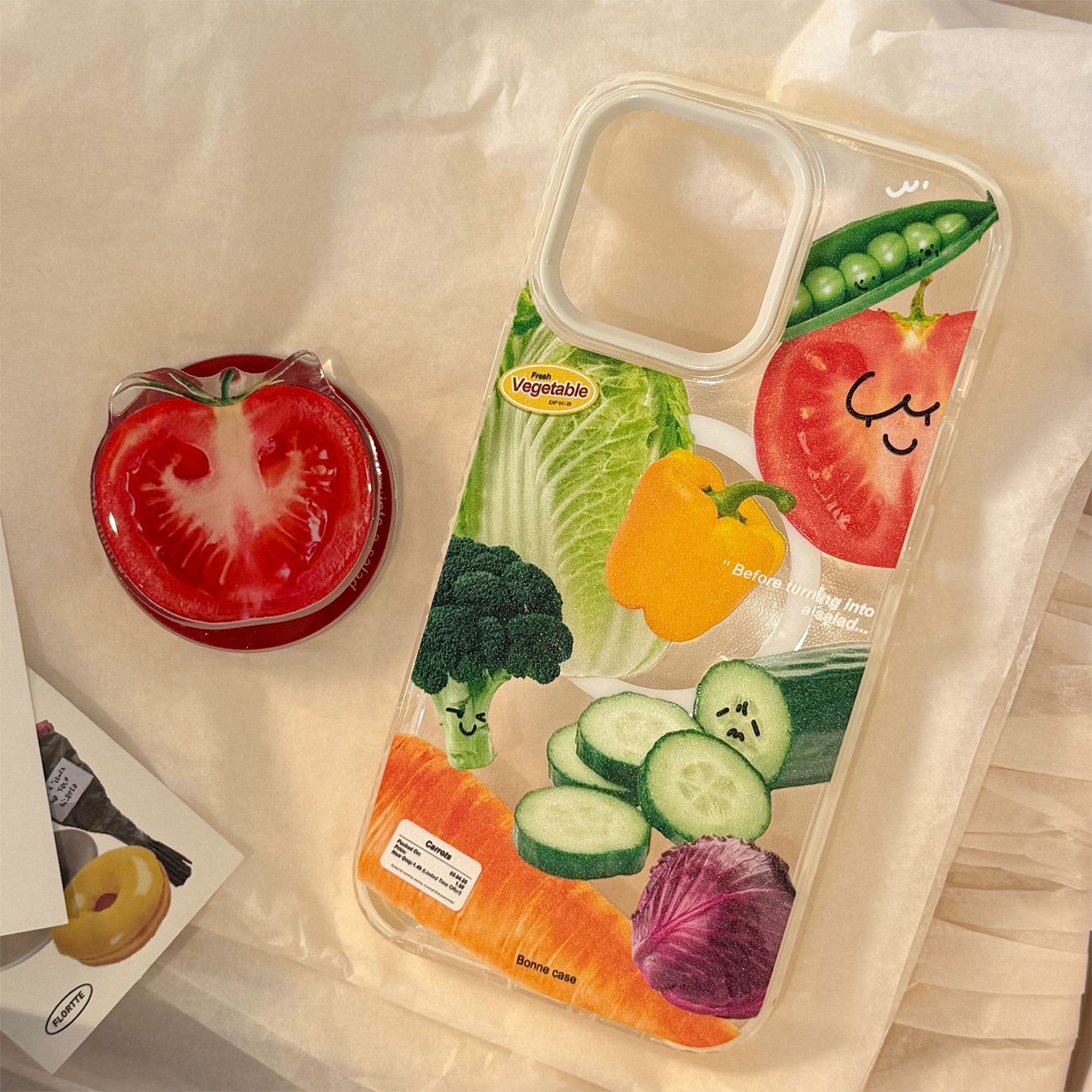 蔬菜沙拉支架磁吸iPhone16promax手机壳苹果14适用13高级15透明11