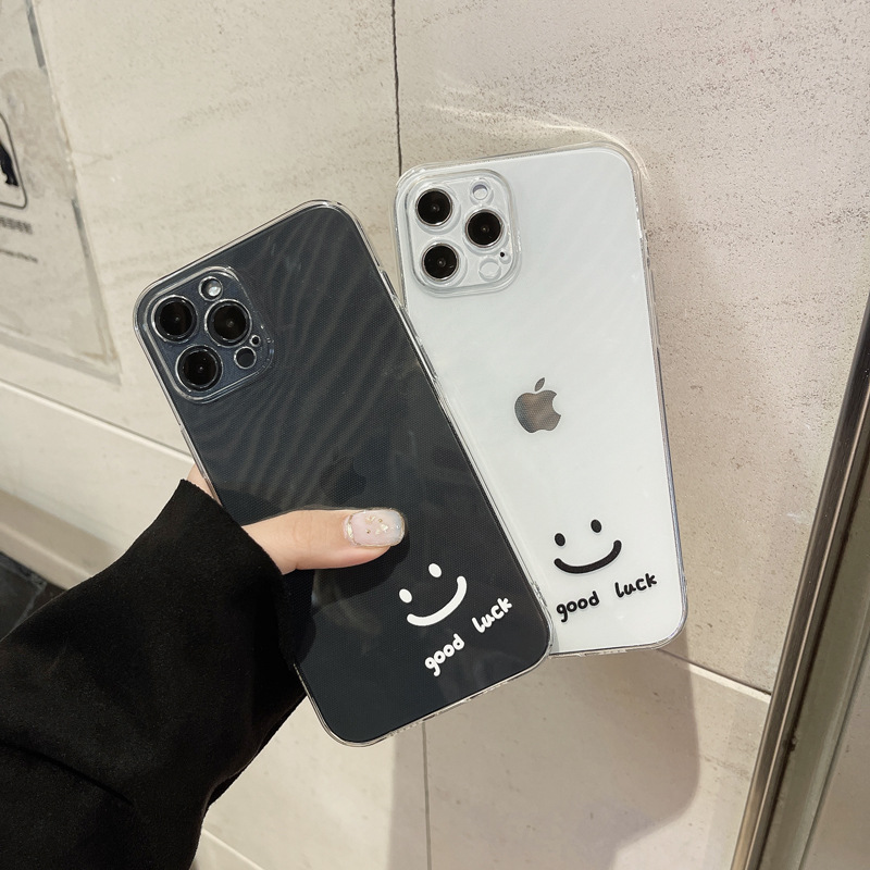 笑脸苹果15Pro手机壳13情侣14简约iPhone11适用全包12软壳16男女