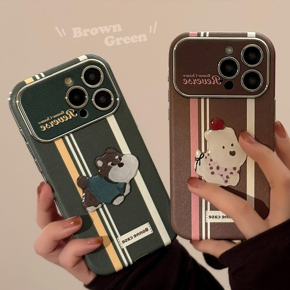 美式条纹适用苹果15promax手机壳iphone16卡通支架11全包13男女14