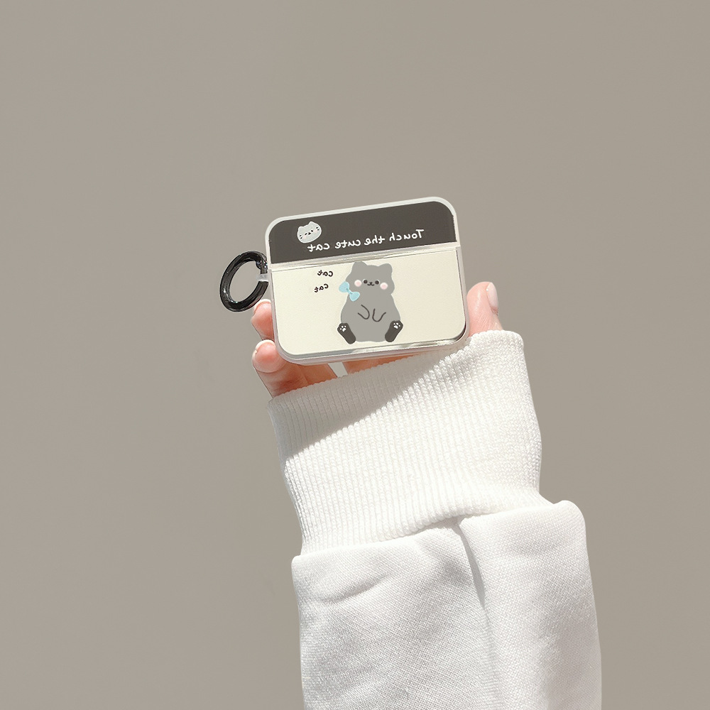 镜面卡通猫咪适用苹果AirPods1/2蓝牙耳机保护套pro2新款4代耳机