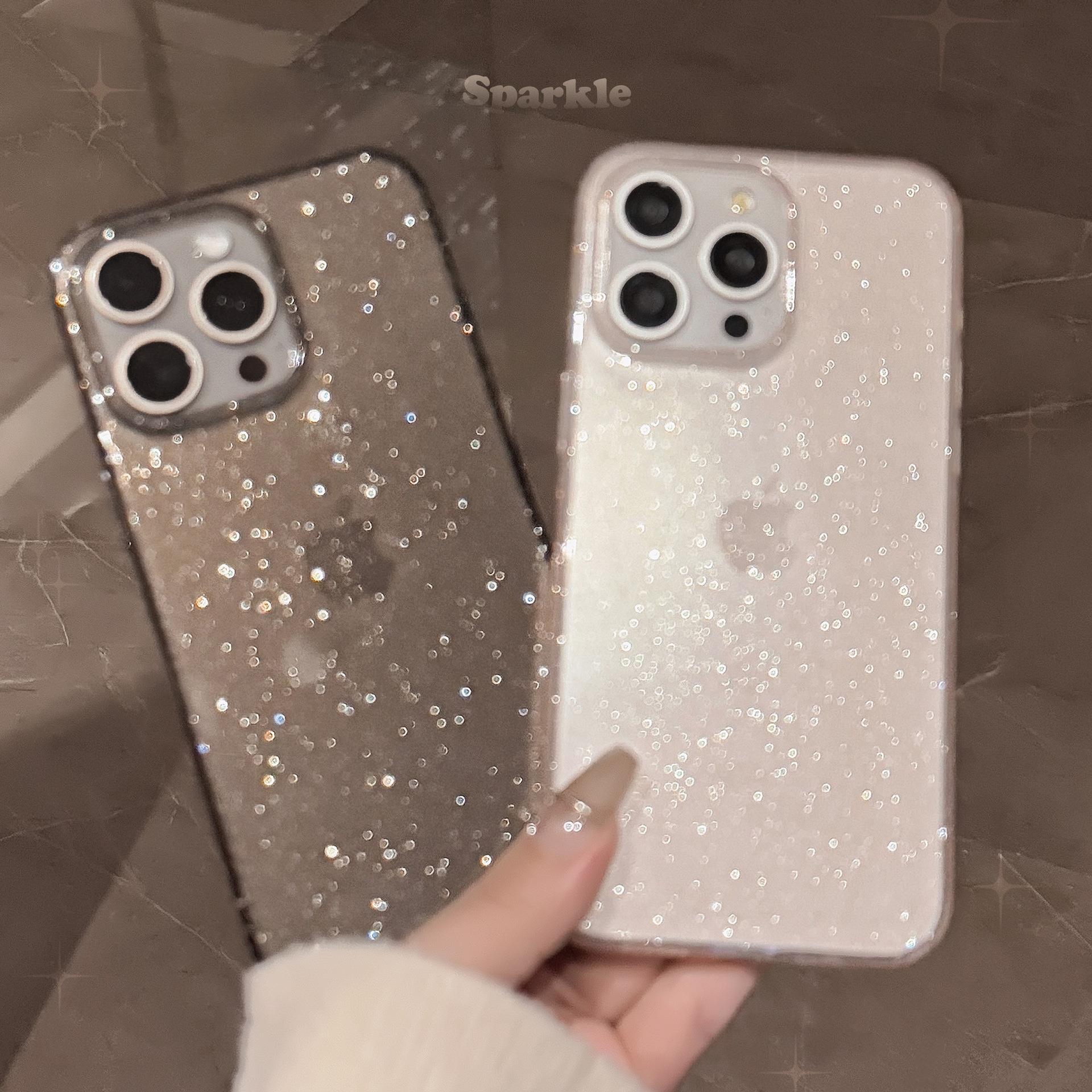 粉色闪粉苹果16promax手机壳14适用iphone15软套11高级简约12透明