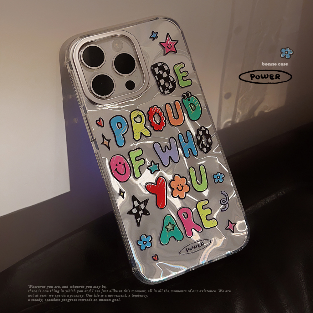 欧美甜辣适用苹果15手机壳iphone16promax彩色字母插画13镭射12潮