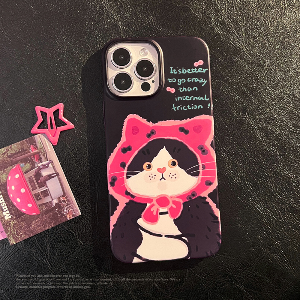 油画猫咪适用iphone15苹果13手机壳16promax菲林XR甜酷卡通11硬12
