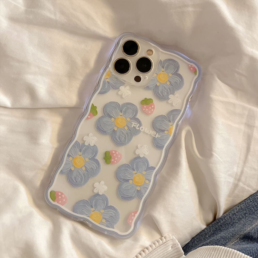 花朵适用iphone14pro max苹果手机壳16波浪边11批发13男女X原创15