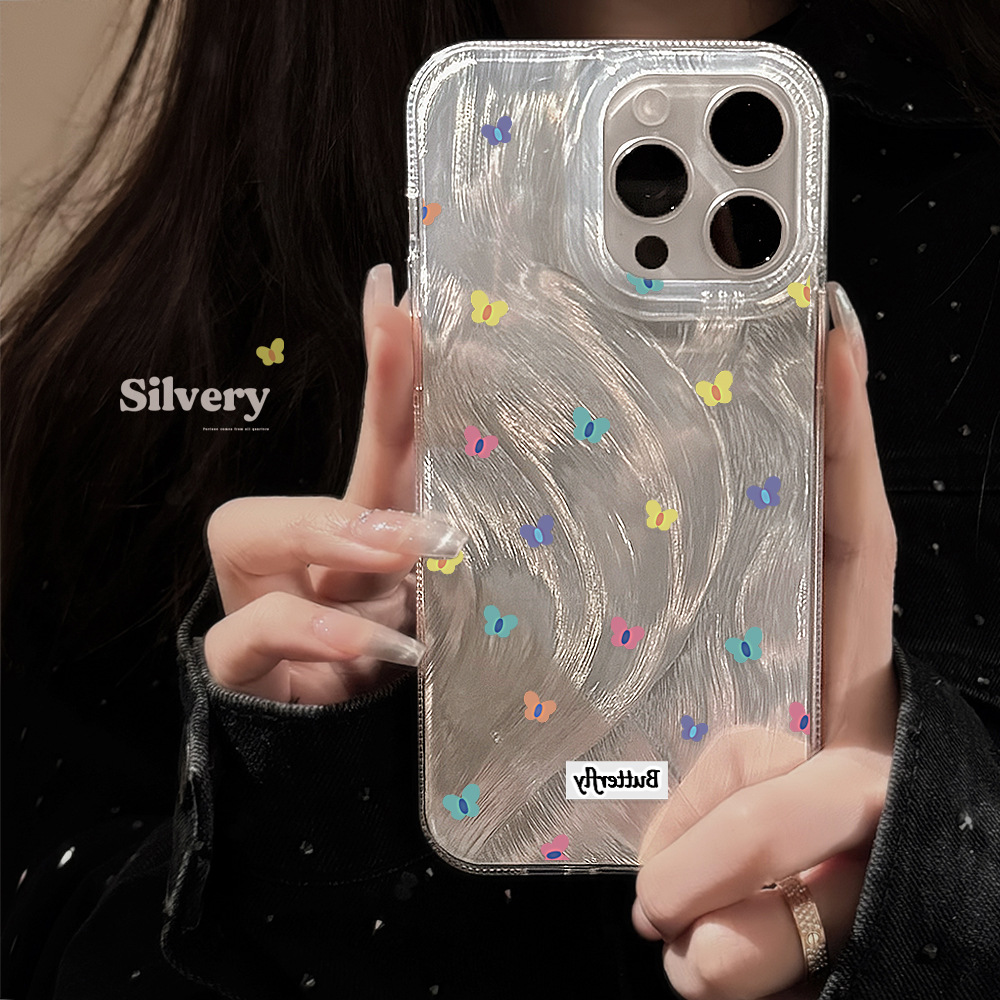 蝴蝶挂链IMD手机壳适用14苹果15pro max小清新iphone16羽纱12挂链