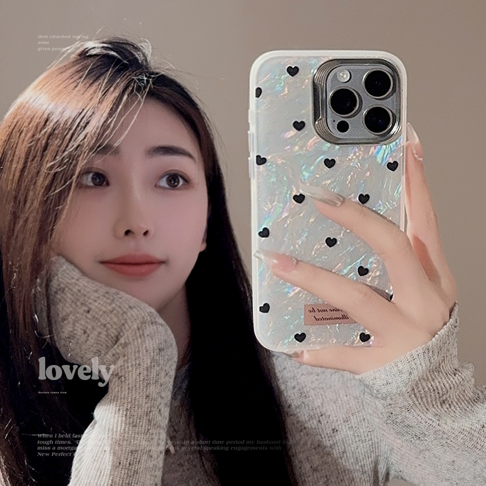 高级感贝壳纹爱心苹果14手机壳13简约iphone15promax适用11防摔硬