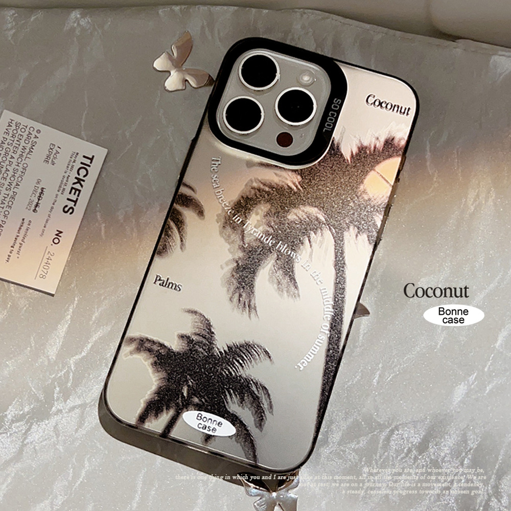 冷淡风适用iphone14Promax艺术椰树影15手机壳16苹果13硬11高级14
