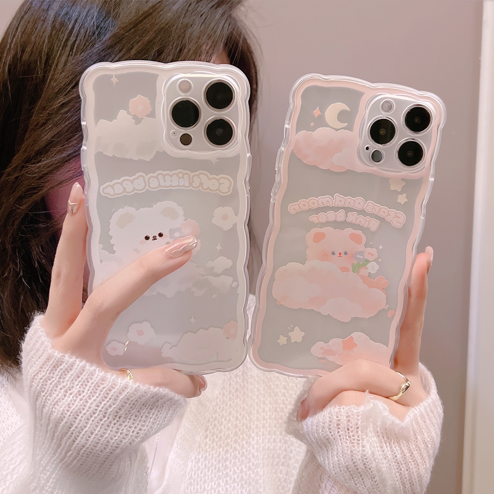 波浪花边iPhone15手机壳13苹果14promax透明12保护套16适用11软套