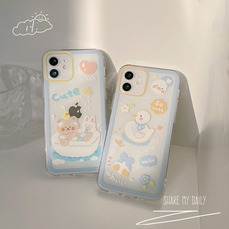 原创小清新13适用iPhone16苹果15pro手机壳Xs/11全包硅胶8可爱14