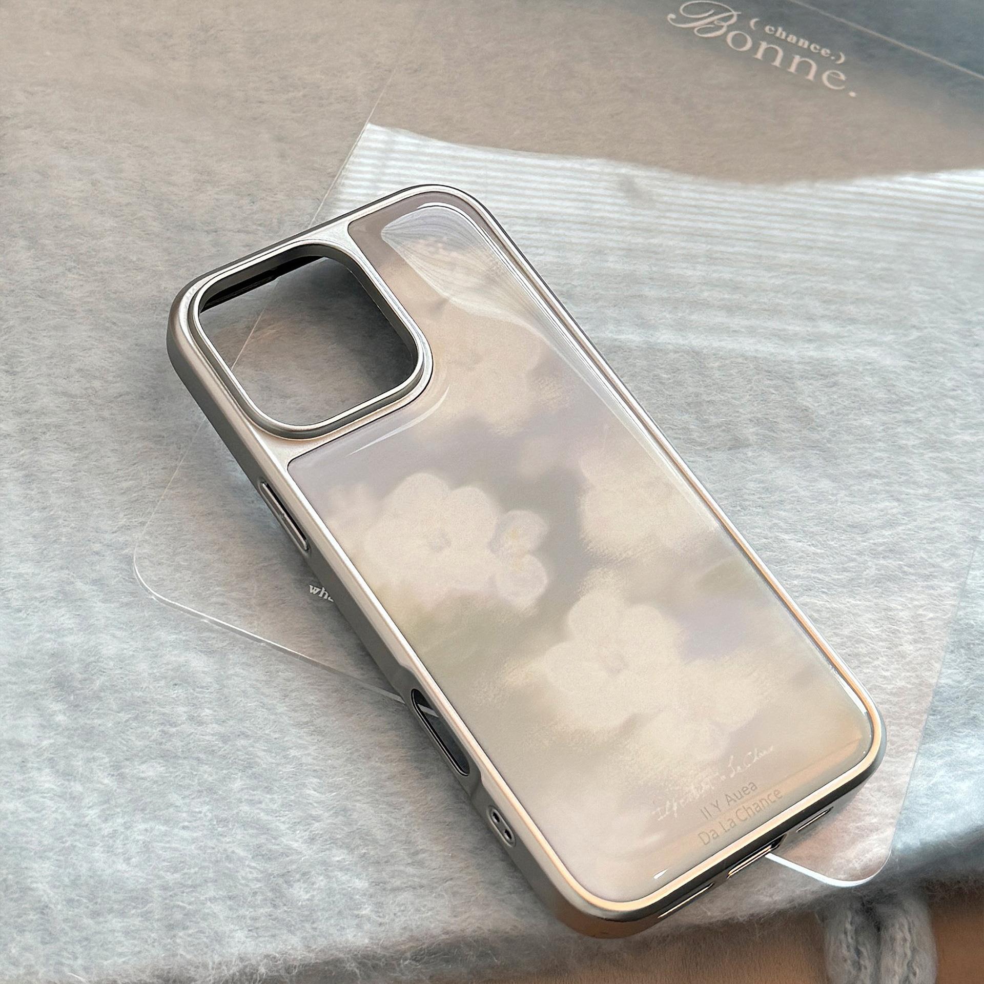 ins朦胧白花适用16苹果15pro max手机壳iphone14滴胶13艺术风15硬