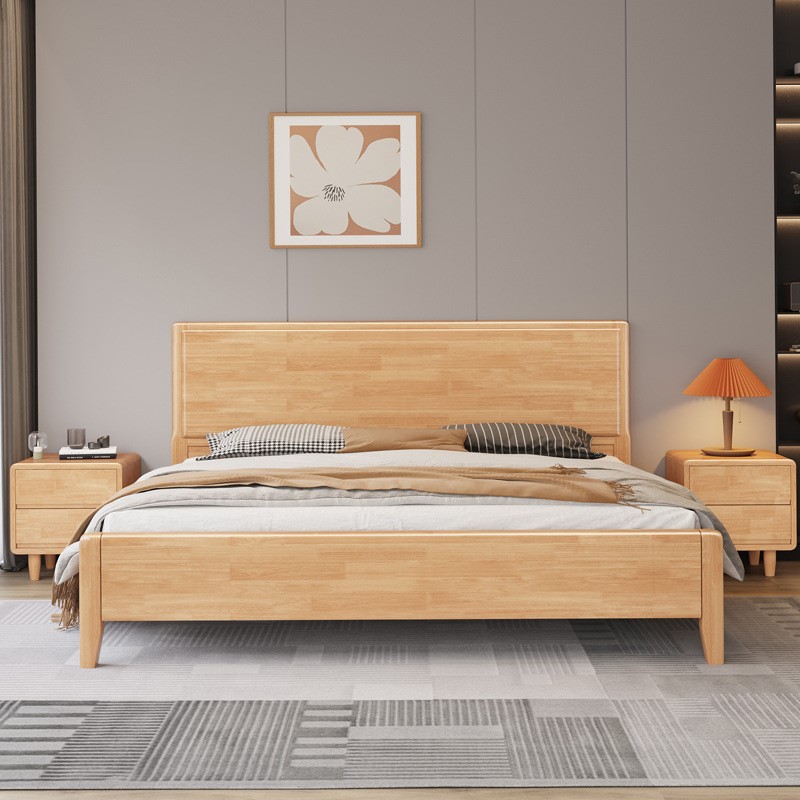 厂家直销实木床橡木双人床时尚简约家具现代北欧床1.8米床婚床