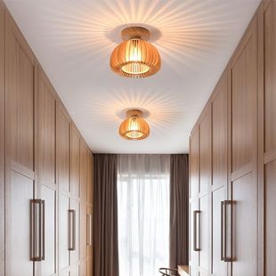 北欧南瓜吸顶灯过道灯入户灯玄关灯阳台灯民宿简约个性日式原木灯