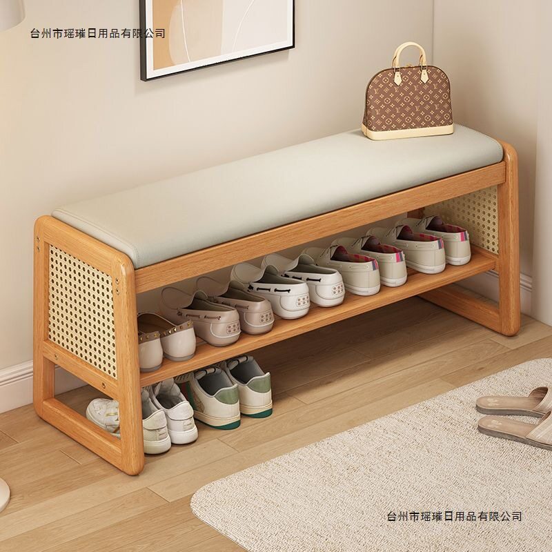 新中式换鞋凳门口可坐入户门单层鞋架家用玄关软包鞋柜带坐凳一体