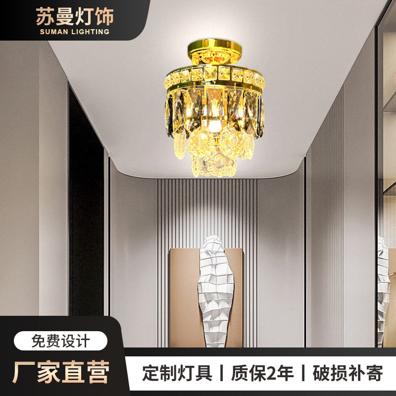 厂家现货水晶吊灯时尚轻奢吸顶灯餐厅别墅门厅过道灯玻璃楼梯灯具