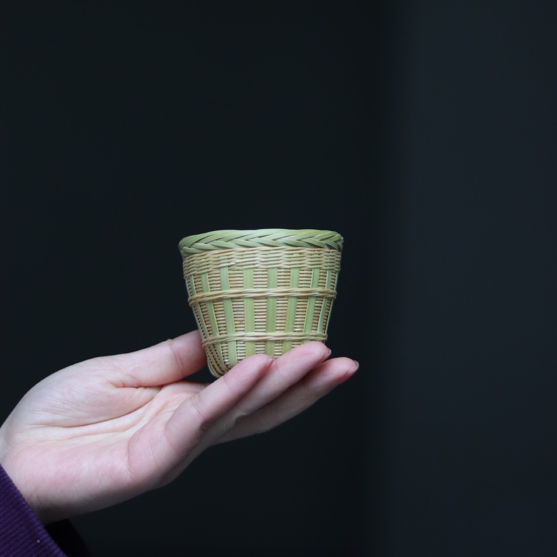 厂家直销手工竹子编织茶漏滤茶器小竹篓斗笠茶道零配竹编箩筐模型