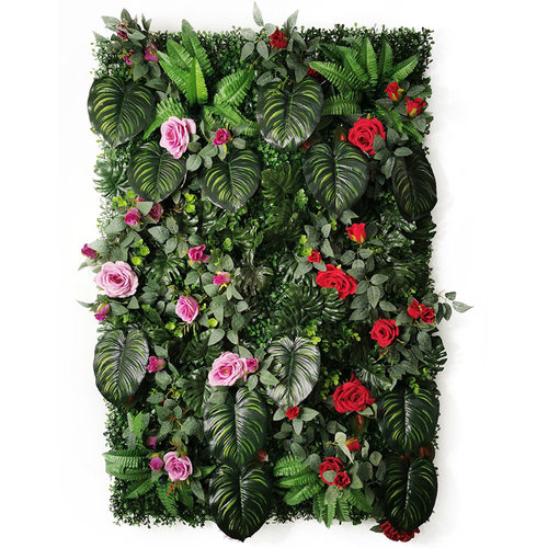 仿真玫瑰花植物墙草坪悬挂装饰家居墙面DIY面板植物墙40*120cm