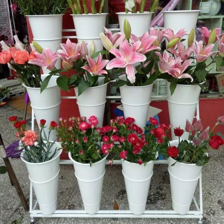 摆摊可移动铁艺多层鲜花展示架