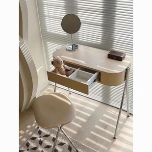 奶油风网红梳妆台北欧轻奢少女卧室小型化妆桌子床头抽屉收纳书桌