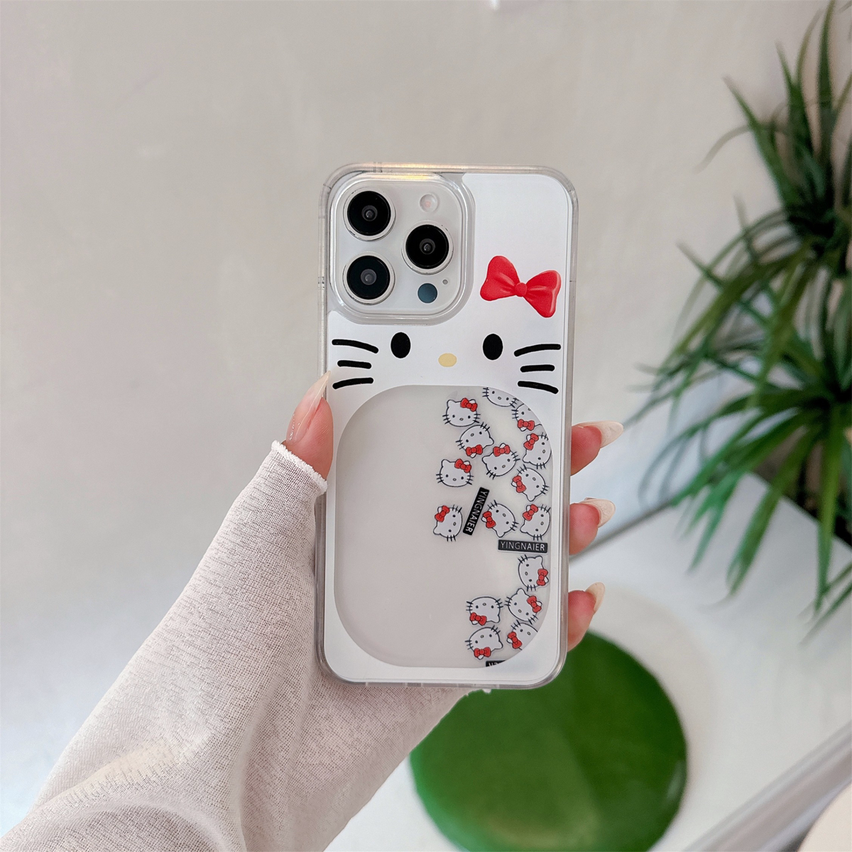 可爱立体kitty猫流动滑块手机壳