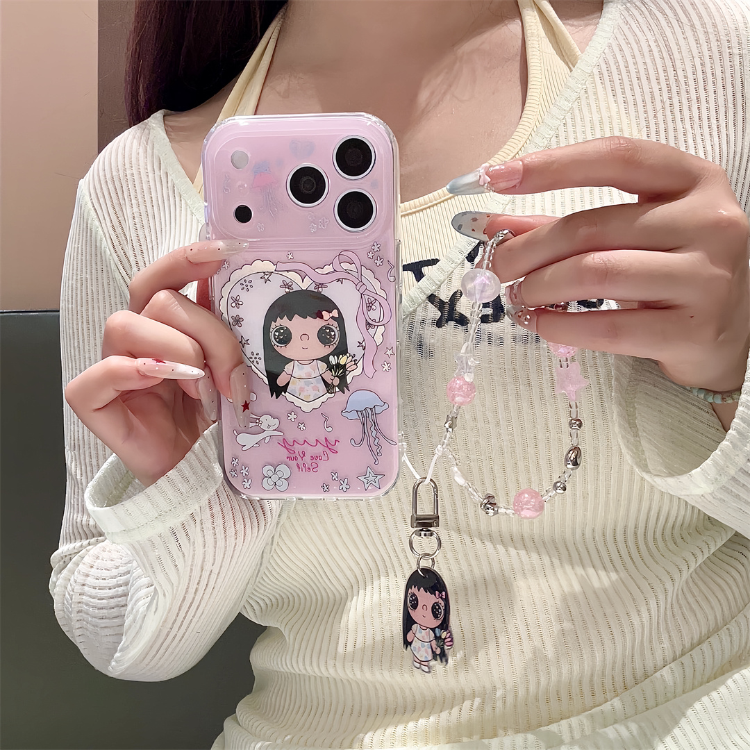 爱心蝴蝶结小玉水晶挂链手机壳