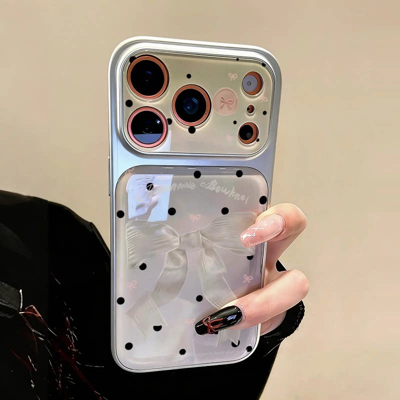轻奢蝴蝶结波点蓝光精孔手机壳