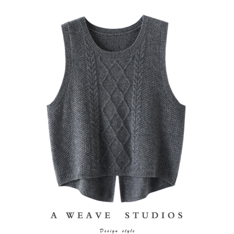 时髦加分!好搭~针织山羊绒w衫女马甲无袖后开叉纯羊绒打底衫秋冬,女装/女士精品,羊绒衫,淘宝优惠券,粉丝福利购,淘宝优惠卷