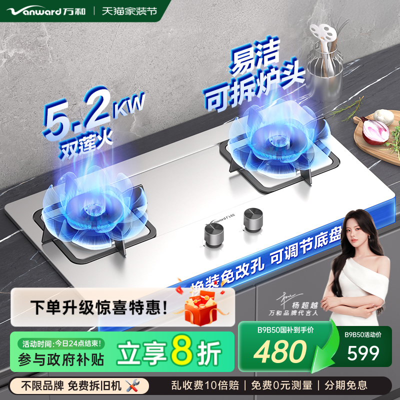 天然气双灶嵌入式燃气灶