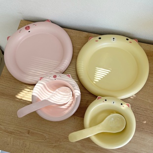 家 日本进口MUJIEins可爱陶瓷少女卡通水果盘餐盘蛋糕甜品餐具套装