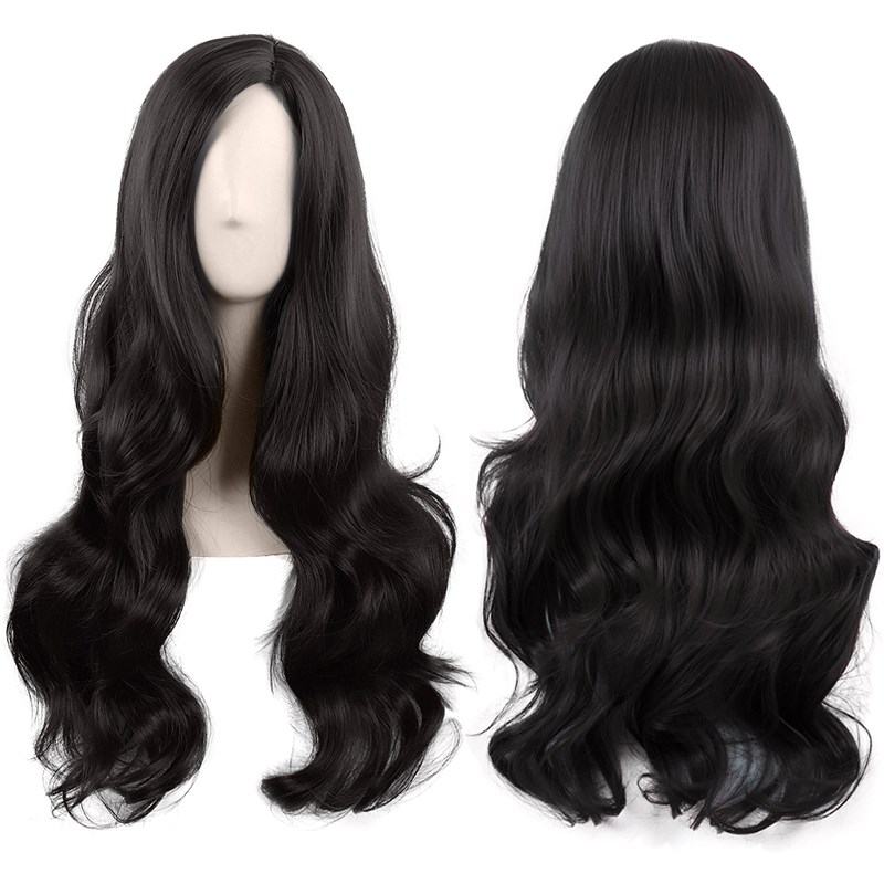 潼漫 cos假发女长发动漫高温丝中分刘海自然黑色边分长卷发全头套