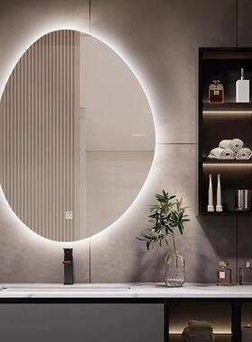 圆形智能镜浴镜洗手间FIQ椭镜子厕所壁挂化妆镜led光发酒店室宾馆
