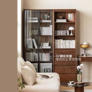 木书地柜落自由组合书架实家用黑胡桃纳木柜K34Y08子满墙收柜