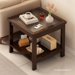 木边几客厅家用沙发旁双层玻璃简小茶几约现代方形置小EWQ桌子物