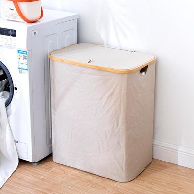 跨竹脏衣篮卧室配内境袋带盖折叠竹木收布纳筐浴室脏衣ZAM可篓