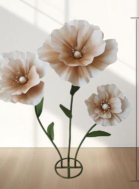 婚庆装饰立体大真花虞美仿花泡沫人花婚礼舞QIV引台布置路橱窗摆