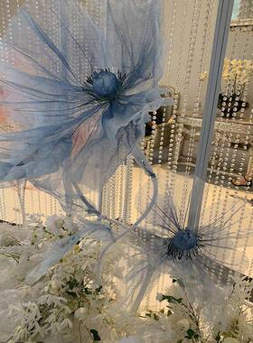 网手工仿花红色假花婚礼真路引布置道具美陈装饰丝花成艺品TIH花