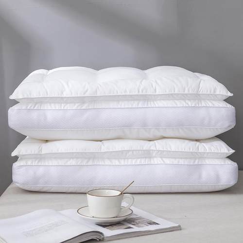 酒店式日双层枕头芯加厚枕BAZ加高护颈枕促销绒单人羽丝面包枕一