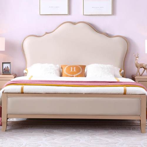 式轻CMU奢实木床床现代简约1美.8米婚主床卧双人软包公主床网红皮