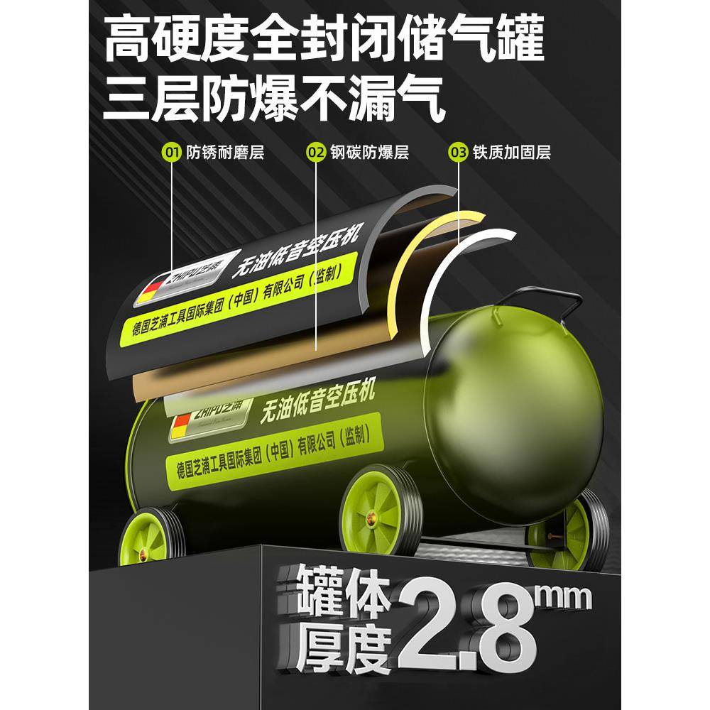 空机静音无油气泵型220v工业级空ZP-KYJ-0压气小压缩机便携木工高