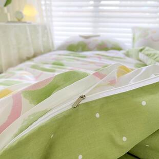 气小清新床上四上件套四全棉喷印花AB版床单被套床用品件套KP纯棉