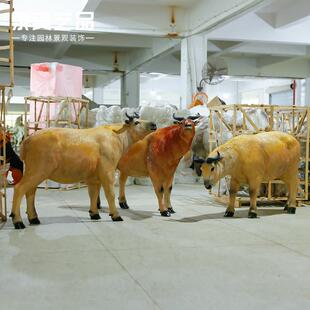 户外草坪公园林牛景观小品饰景区动物装玻璃仿FZLN1056真钢羚模型