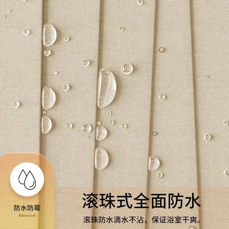 浴室防水浴帘套装免打孔卫生间隐形干湿分离隔断帘折叠淋浴帘防霉