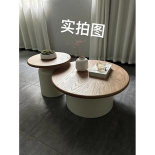 奶油风寓茶几客厅家用小户型简约网尼红铁艺圆形马提民EVS宿茶公几